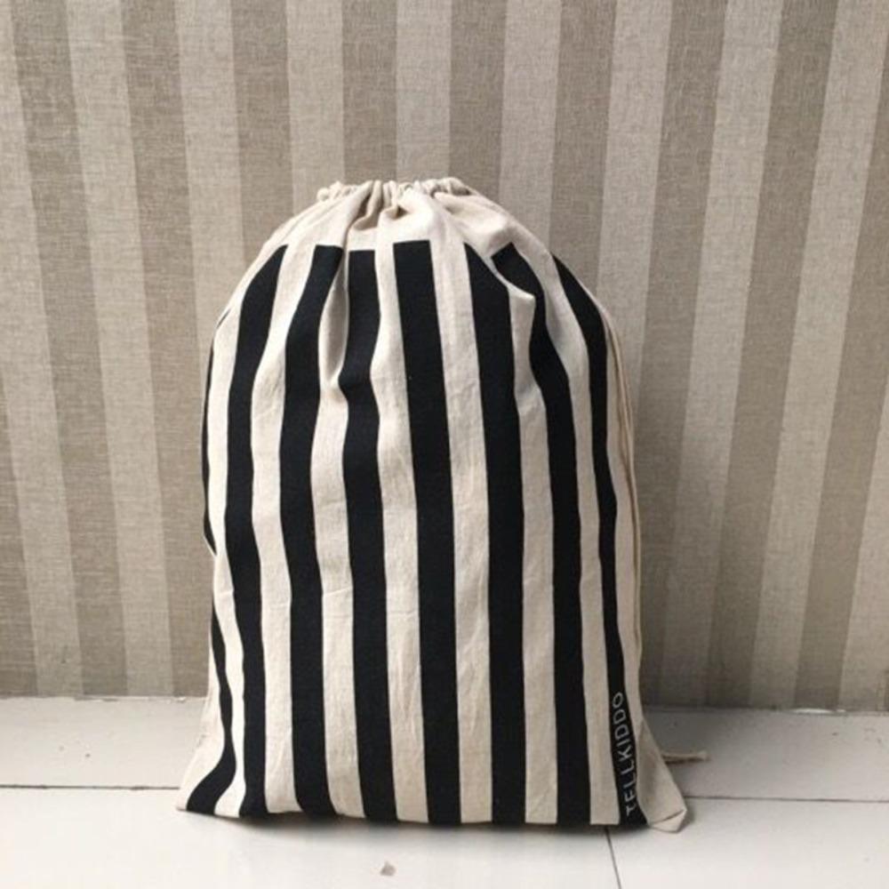 Printing Fabric Laundry Bag Cotton and Linen Drawstring Duffle Bag Durable Storage Bag