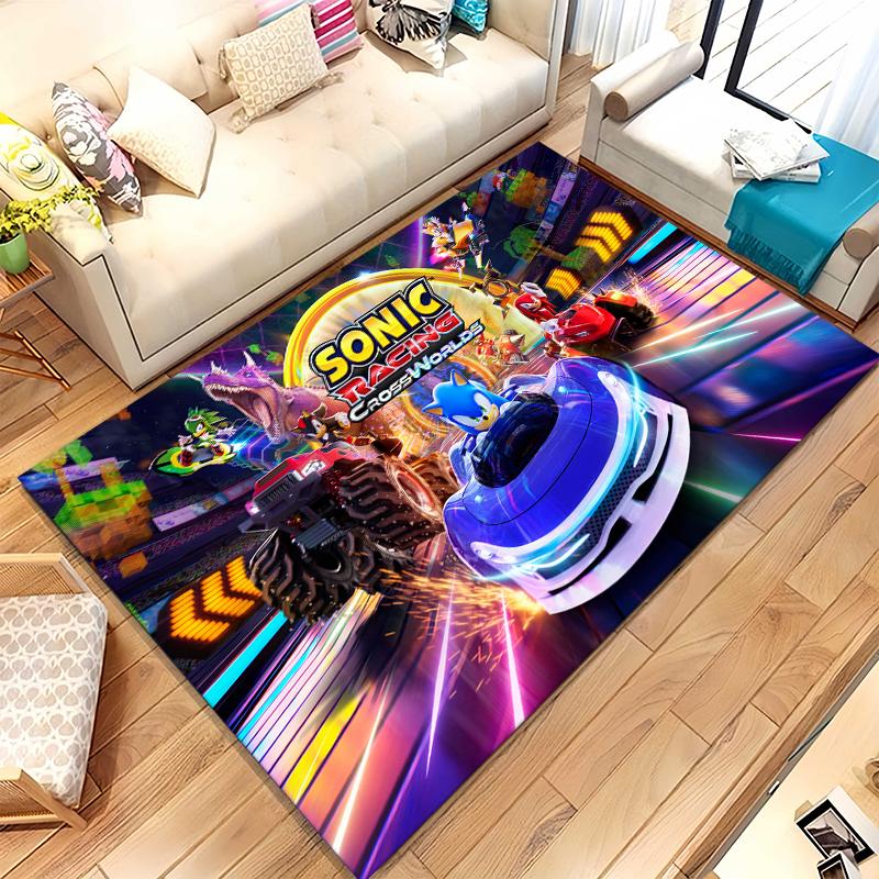 Retro S-Sonic Cartoon Games Living Room Non-Slip Area Rug Soft Carpet for Bedroom Kids Playroom Sofa,Home Decor Doormat Gift