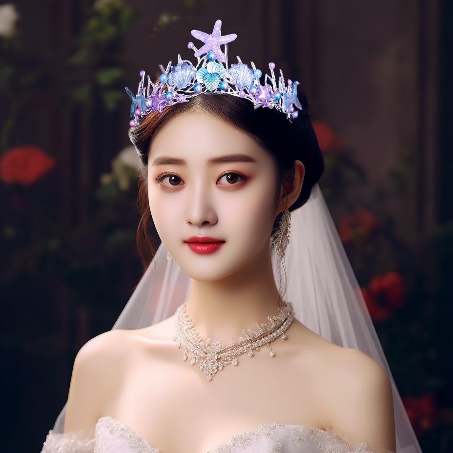 Mermaid Crown Halloween Ocean Style Costume Seashell Starfish Hair Accessories for Women Girls Birthday Party Tiaras
