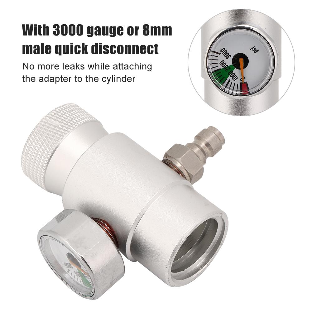 CO2 Cylinder Refill Adapter Connector Gas Soda Regulator with 3000 Gauge Tool Accessory