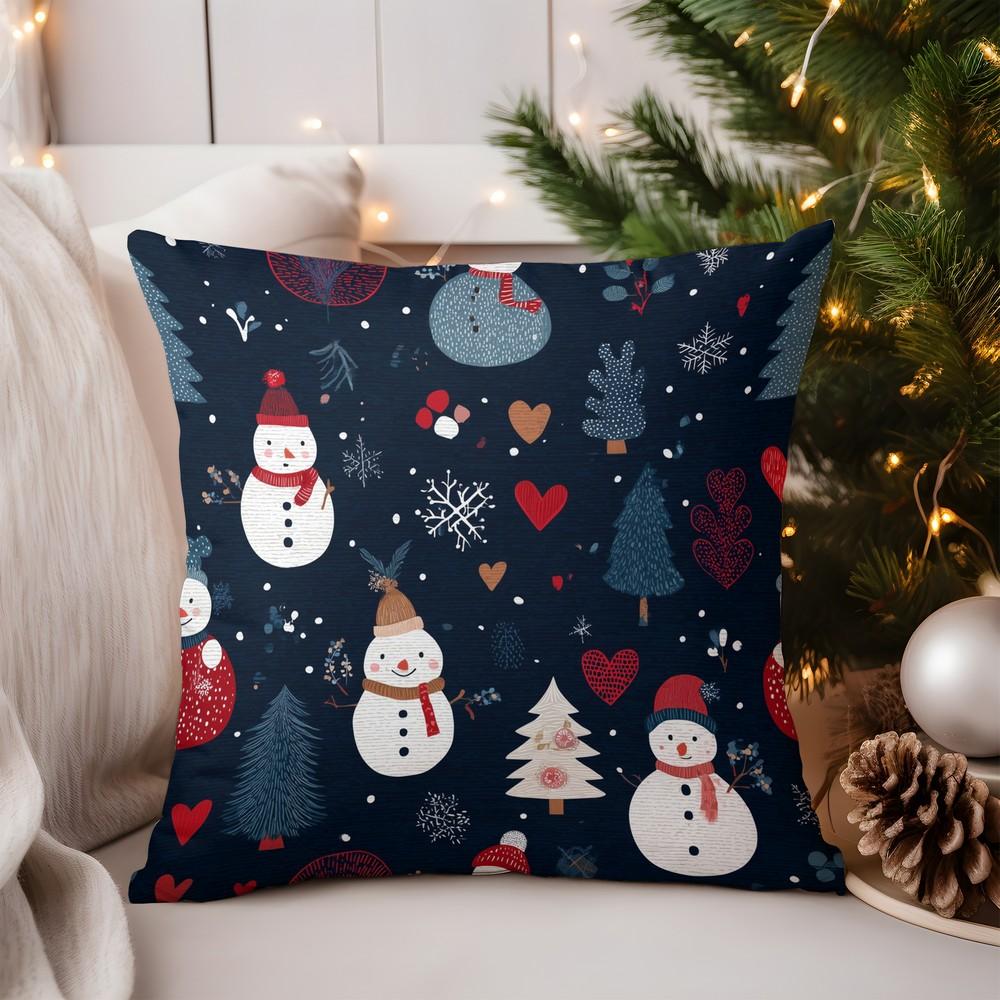 Home Decor Christmas Holly Pattern Pillow for Decor Pattern Cushion Cover Suitable for Sofa Bedroom Car Pillow Cover