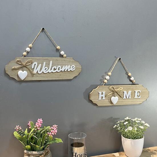 Decorative House Sign with Bow Knot Decor Letter Print Hanging Sign Versatile