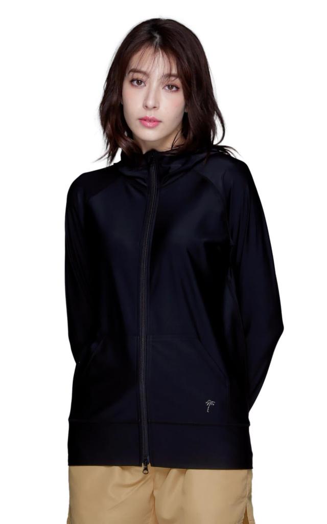 ICEPARDAL Long Sleeve Rash Size UV UPF Finger Opaque Color Solid Color Available Women's Guard, IR-7100, Black, WXL, Hooded, Amphibious, Protection,