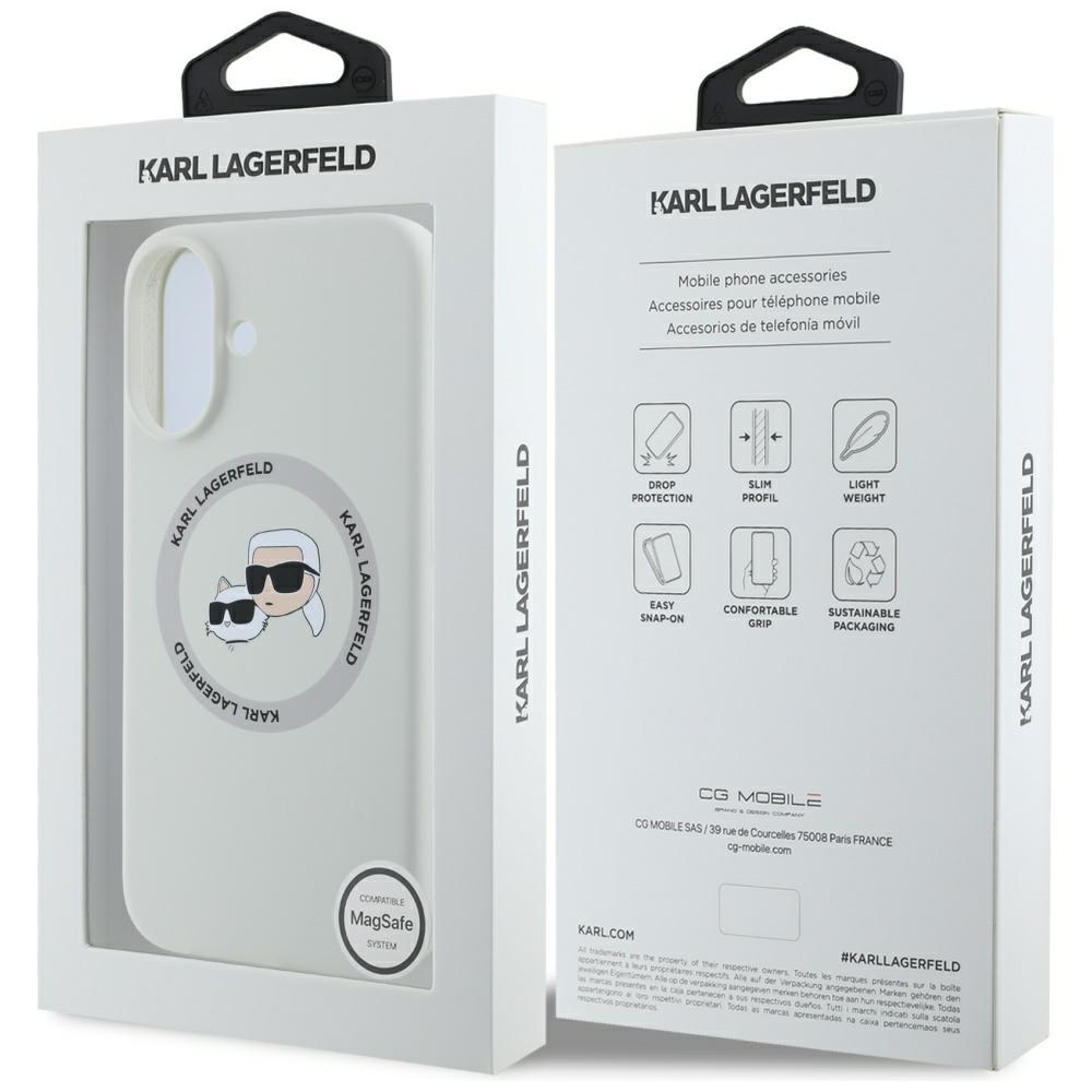 Hülle für iPhone 16 Karl Lagerfeld Silikon MagSafe Beige