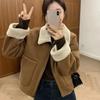 Women's Autumn and Winter Solid Color Thick Warm Jacket Simple Long Sleeved Jacket