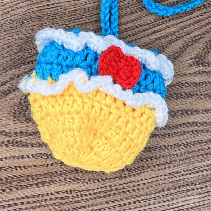 Handmade Wool Crochet Children s Egg Bag for Dragon Boat Festival снег белый