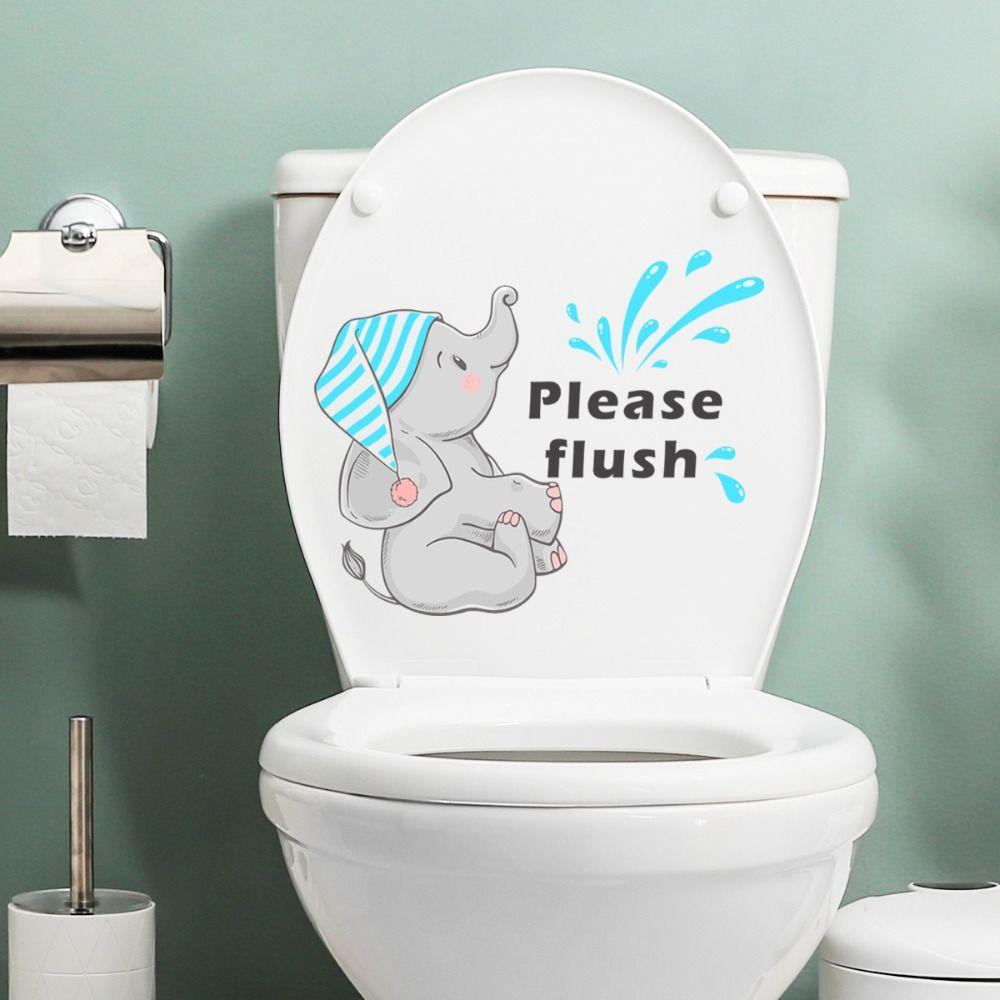 

Playing Water Elephant Playing Water Stickers Elephant Toilet Sign Sticker Home Decor 3