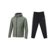 Li Ning Solid Color Windproof Hooded Windbreaker Comfortable Breathable Warm Elastic Waist Long Pants Casual Sports Suit AFDU951-4+YKLU333-1