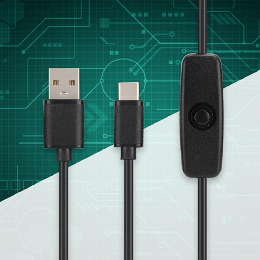 Durable 5V 3A Type C to USB Charging cable 1M / 3.3ft Power Button Switch Type C Cable Power Cord for Raspberry Pi 4B