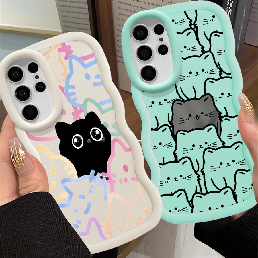 Cartoon Cute Cat Soft Phone Cover Case for Samsung Galaxy S20 FE S23 Plus S25 S24 A25 S21 A26 S22 Ultra A24 A36 A55 A54 A35 A34