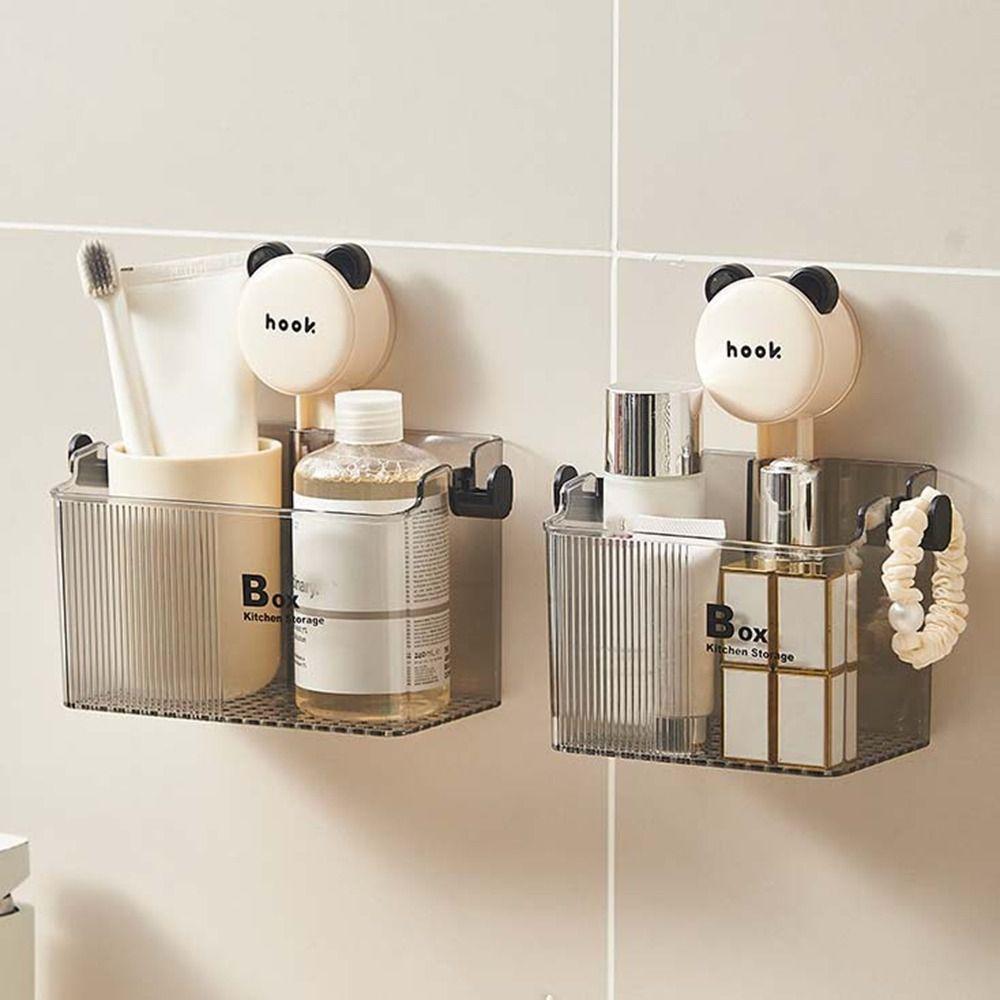 

Plastic Suction Cup Shower Organizer Wall Mounted Shampoo Holder Corner Storage Shelf Kitchen S серый/прозрачный