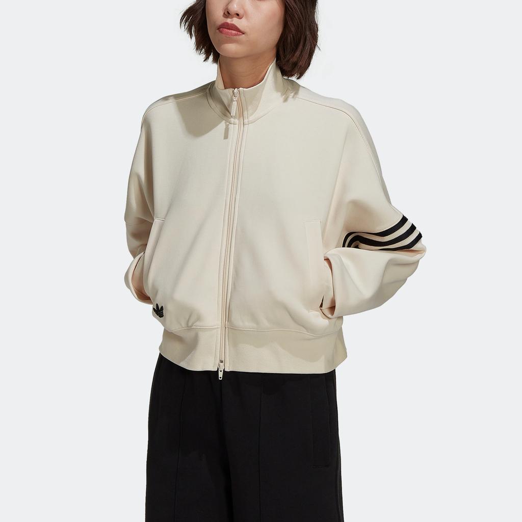 Adidas Originals Trefoil FW22 Tracktop Embroidered Logo Sports Loose Stand Collar Jacket Women Tops Off-White HM1749