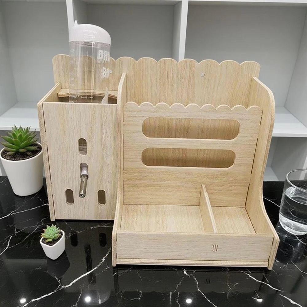 Abnehmbarer Kaninchen Heufutterspender 2 in 1 Kaninchen Futtertrog Holz Gras Spender Gehege