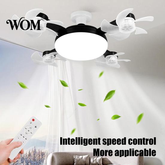 Smart Home Ceiling Fan 3/4/5 Blade with Light & Remote Control, 2-in-1 Silent LED Drone Foldable Blades, 3-Speed Dimmable E27 Socket for Bedroom