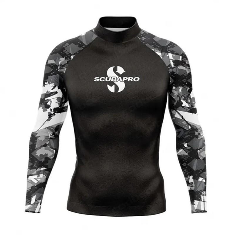 Mens Long Sleeve UV Protection Rash Guard Surfing Diving Swimming Fishing Outdoor Water Sports