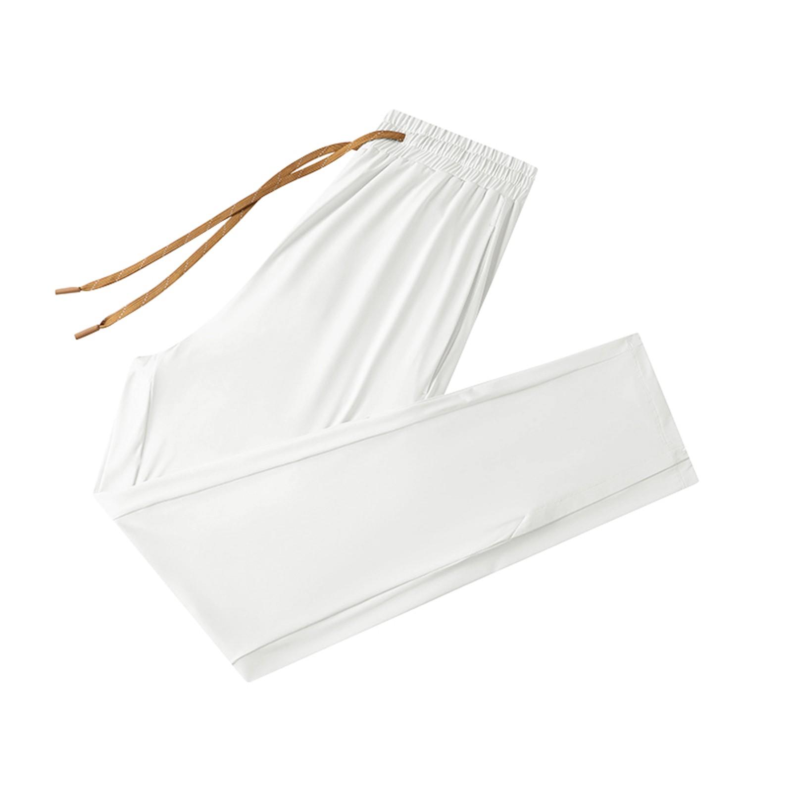 

Женские повседневные однотонные прямые повседневные брюки с эластичной резинкой на талии и карманами S белый