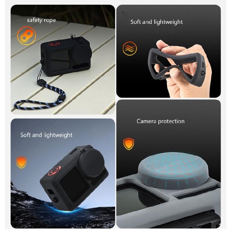 Flexible Silicone Camera Cover Case Protector and Lens Guard with Fall Prevention Rope for Action 5 Professional
