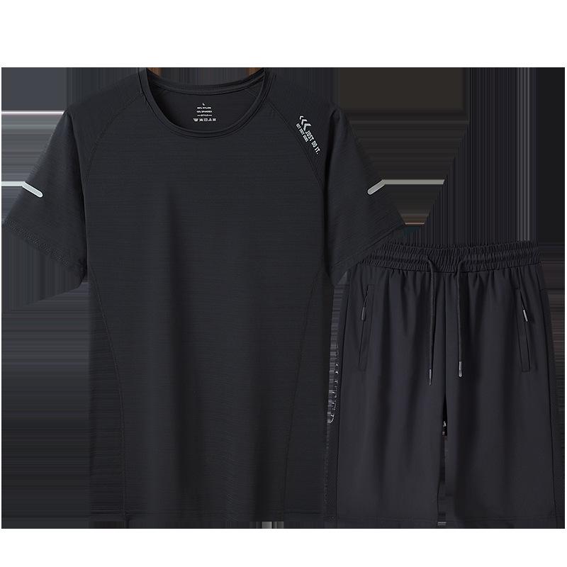 

Мужской летний спортивный комплект из ледяного шелка 2024 года: Футболка с коротким рукавом для пап среднего и пожилого возраста XL