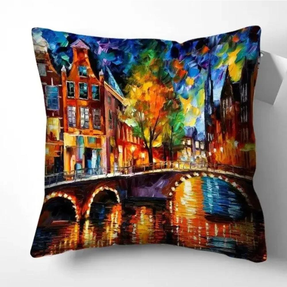 Art Mountain Path Hot Air Balloon Painting Pillowcase Sofa Chair Car Cushion Cover Room Home Decoration Embrace Pillowcase