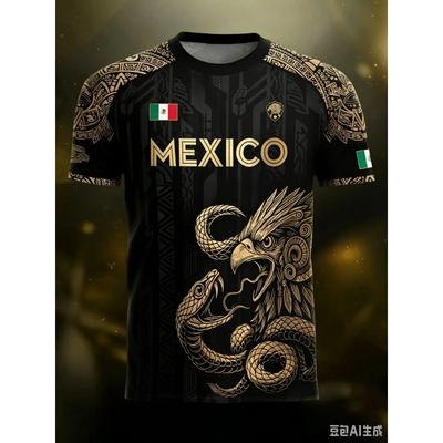 2026 Mexican Soccer Jersey 3D Printed Men's Round-neck Casual Sports Shirt Men Women Short Sleeve Top Mens T Shirts Y2k Harajuku