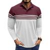 Herbst und Winter Herren Gestreift Bedrucktes Revers T-Shirt Kontrastfarbe Lässig Herren Langarm Poloshirt