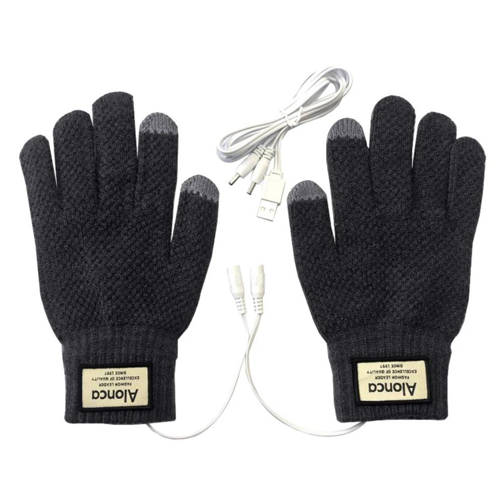 USB Warm Hand Heating Gloves Practical Windproof Constant Temperature Hand Warmer Soft Wearable Winter Mittens for Men