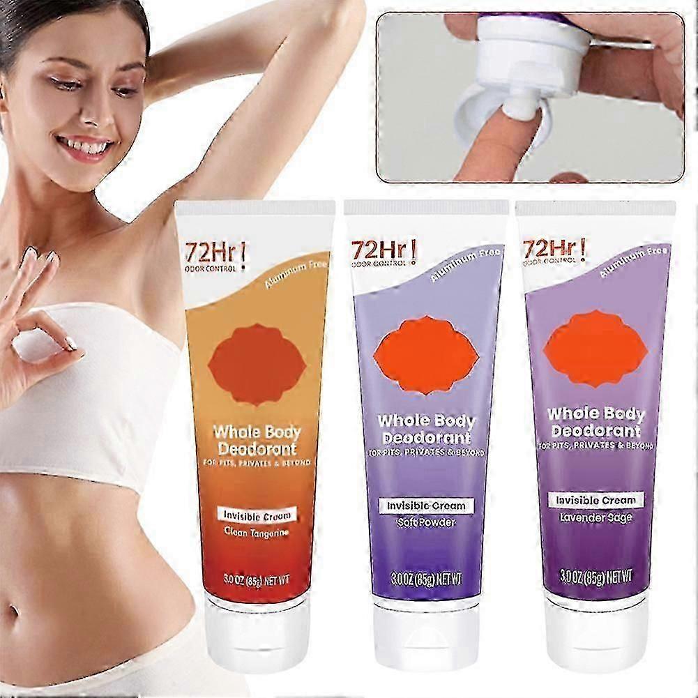Whole Body Deodorant Cream for Women & Men, 72 Hour Odor Control, Aluminum-Free, Soft Powder Scent, Underarms & Pits