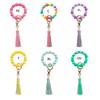 Fluorescent Silicone Beaded Keychain Car Keychain Holder Keys Ring with Tassel