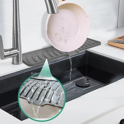 New Silicone Sink Splash Guard Anti-spray Foldable Faucet Splash Pad Multipurpose with 5°Incline Slope Drainage Mat Bathroom