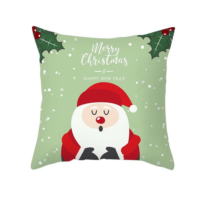 Christmas Pillow Case Wish Cartoon Print Peach Skin Christmas Pillow Home Sofa Cushion