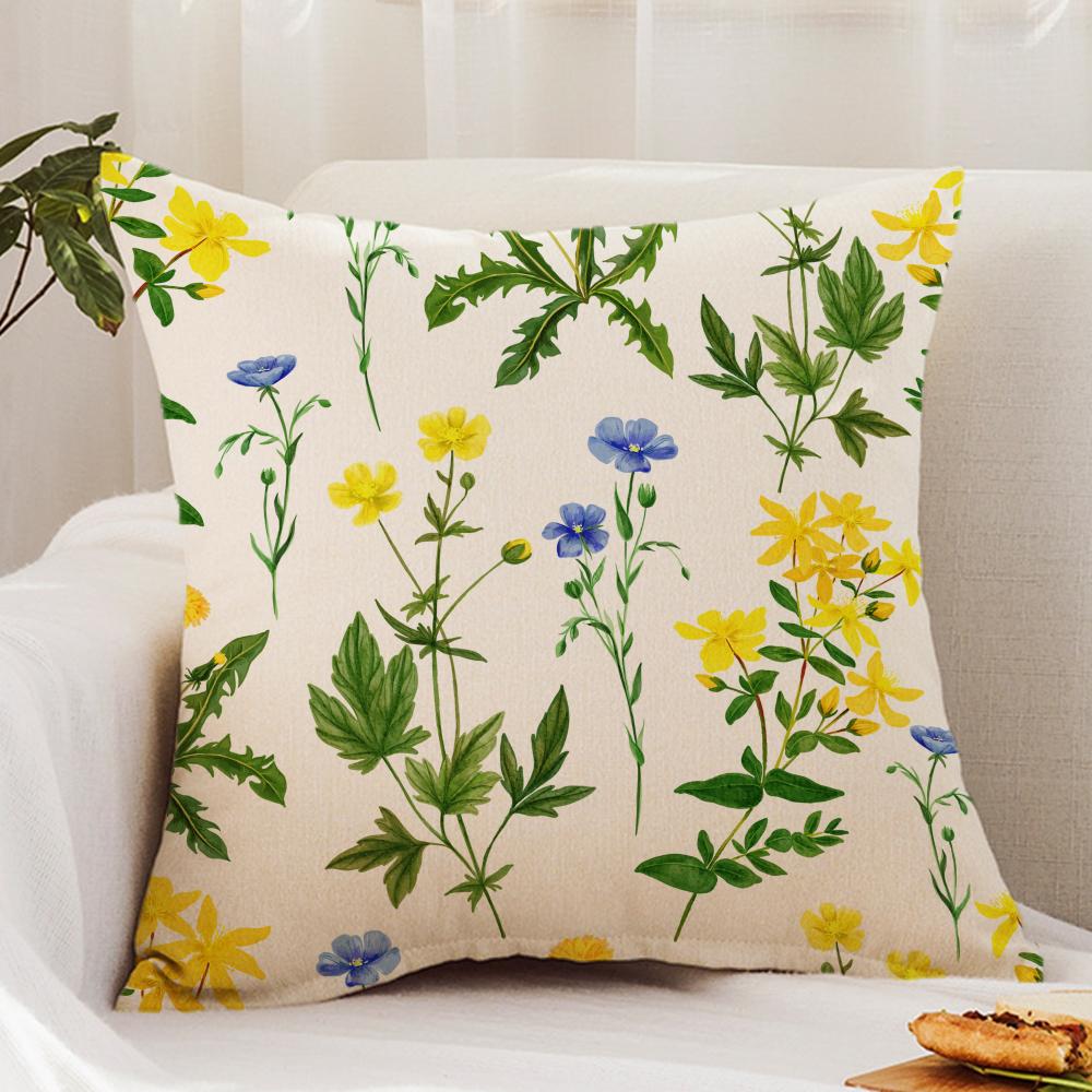 Spring Wildflowers Cushion Cover Premium Comfort Reversible Pillow Cover - Dual - Use Design for Home & Car