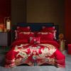 High-End Long-Staple Cotton Wedding 4Pcs Set Chinese Wedding Wedding Kit Big Red Embroidery Pure Cotton Wedding Bedding