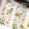 3Pcs Gold Foil Long Strip Flower & Fruit Stickers Retro Luxury Style Journal DIY Collage Decor Supplies