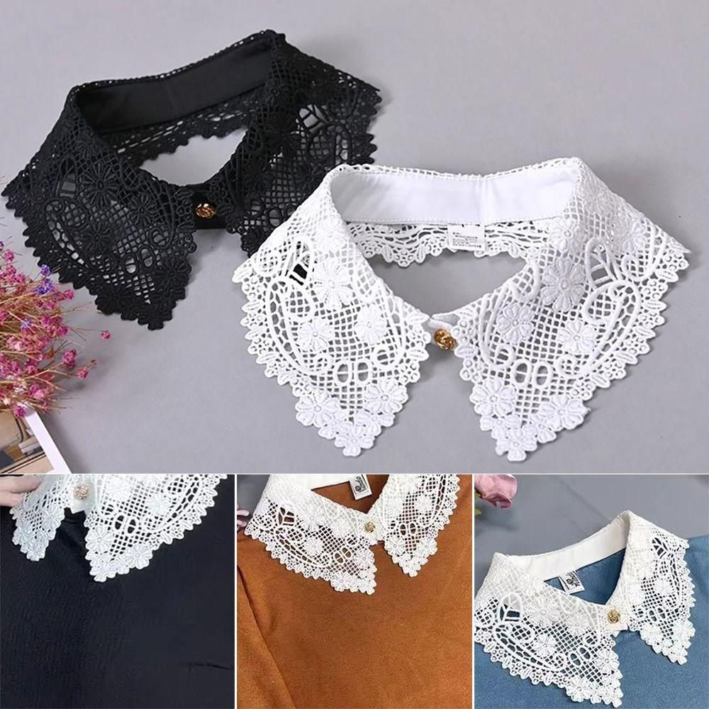 Black White Fake Collar Lace Floral Decoration Collar New Clothes Trim