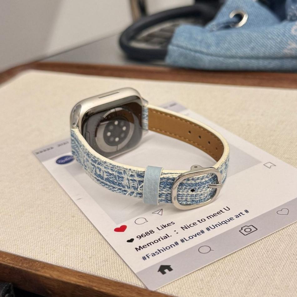 Square Metal Buckle Denim Leather Bracelet For Apple Watch Band Series 11/10/9/8/7/Ultra iWatch Strap 49/46/45/44/42/41/40/38mm