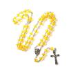 Handmade Imitation Crystal Beads Rosary Necklace Medal Cross Pendant Religious Necklaces for Girl Women Jewelry Charm