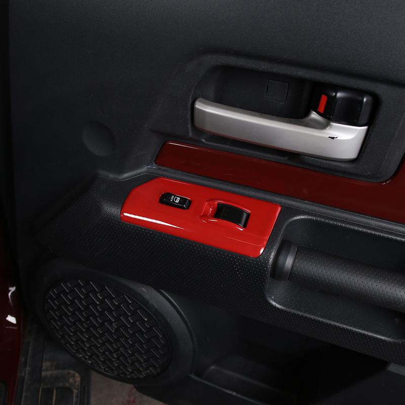 For Toyota FJ Cruiser 2007- ABS Glossy black/Carbon Fiber Car Glass Lift Button Frame Decorative Sticker Car Accessories