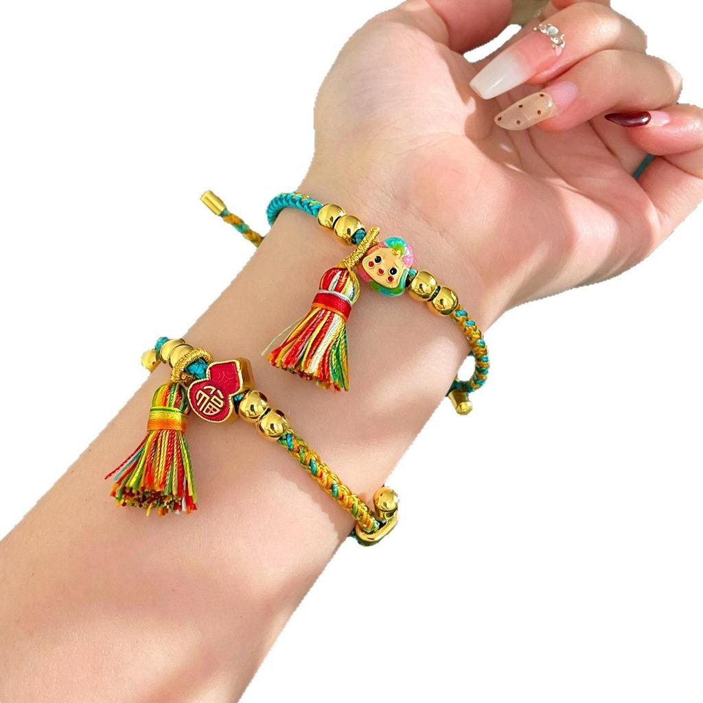 Dragon Boat Festival Woven Five-Color Bracelet: Festive Red Rope & Thread for Children