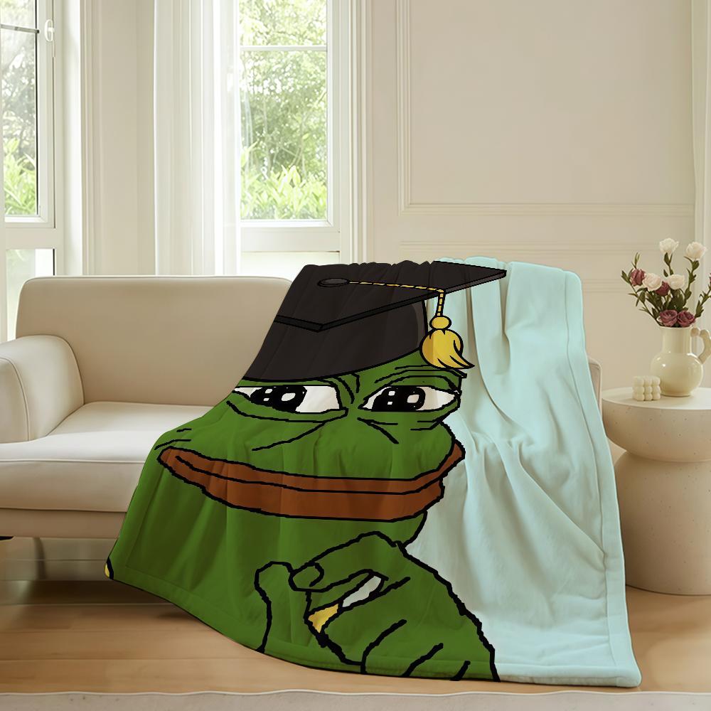 Funny Emoticons P Pepe the F Frog Blanket For Sofa Office Bed Plane Travel Sleep Read Relax Camping Soft And Warm