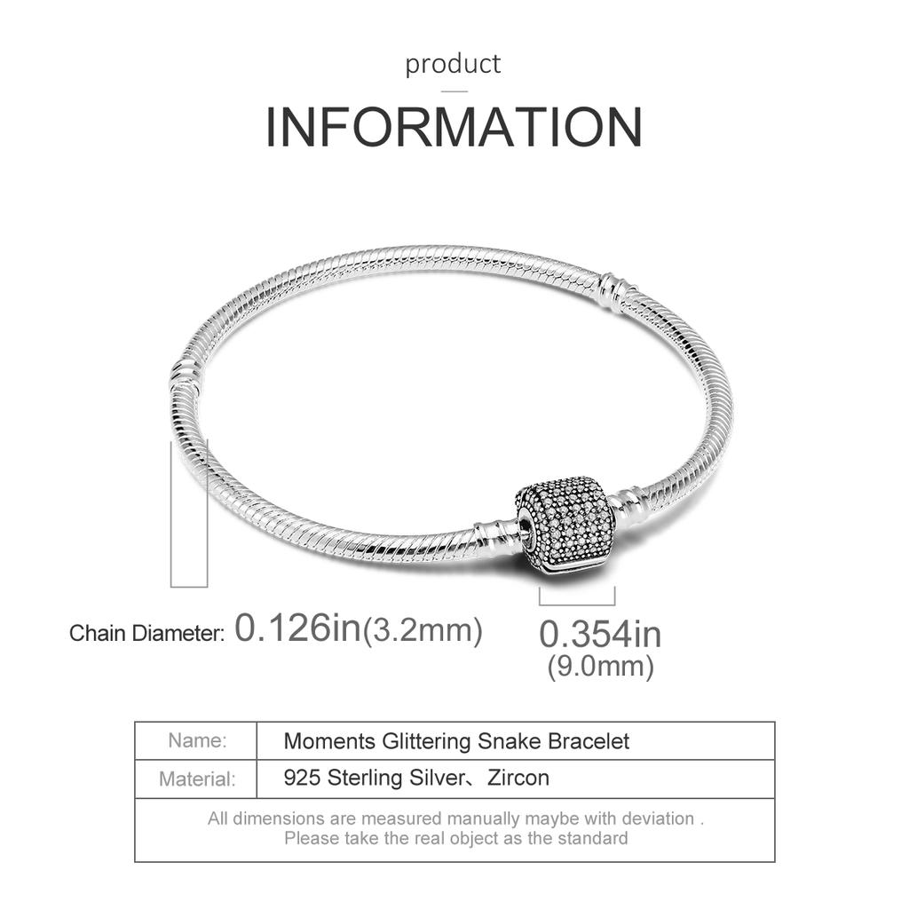 Bracciale a Catena Maglia Me Autentico Argento 925 Bracciale a Catena Serpente Adatto per Charms Originali Brand Europei Gioielli Fai da Te Regalo