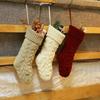 1pc Christmas Knitted Stockings Festival Gift Bag Fireplace Xmas Tree Hanging Ornaments Decor Red White Christmas Sock