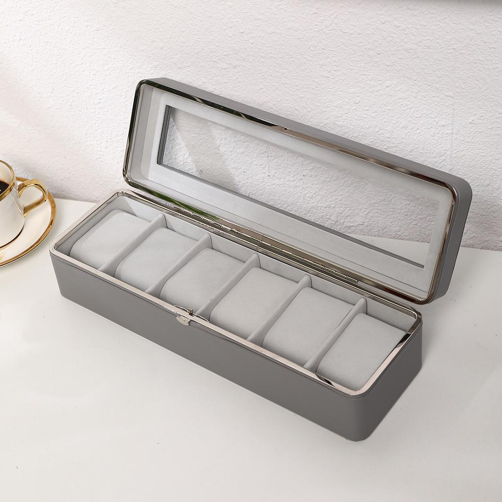 Portable Leather Watch Box High Quality Watch Organizer Jewelry Storage Box Zipper Easy Carry Men 6 Slots Watch Boxes