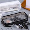 Waterproof Transparent Pencil Case Large Capacity PVC Material Stain-Resistant Easy to Clean Smooth Zipper Stationery Holder