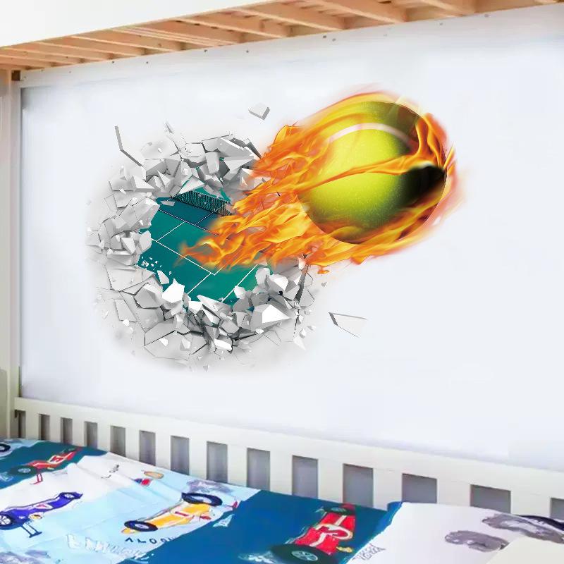 Waterproof sticker wall decal 3D tennis bedroom sticker three-dimensional wall sticker decoration sticker wall sticker