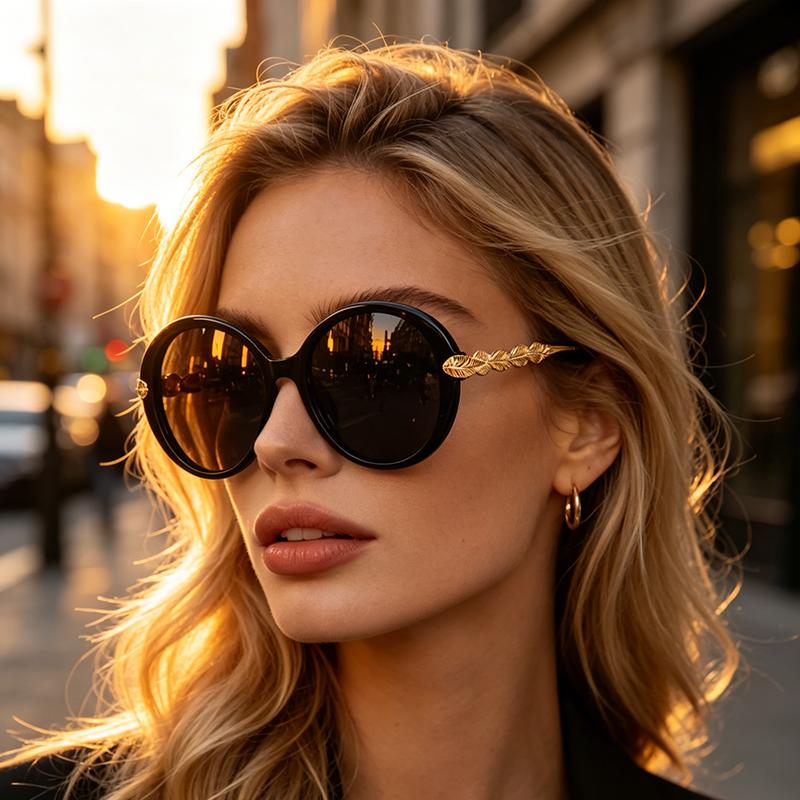 Xiaomi Oversized Round Sunglasses for Women, Retro Large Frame UV400 Protection Shades
