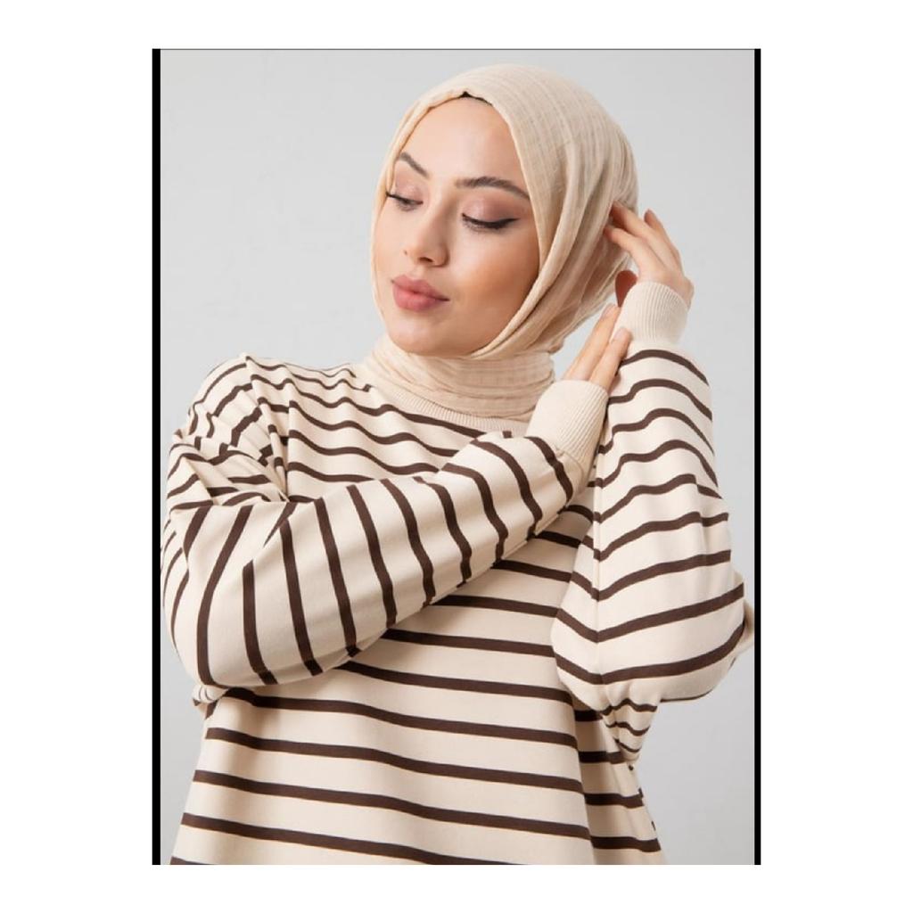 Hanorac cu dungi Hijab Tunica cu doua fire