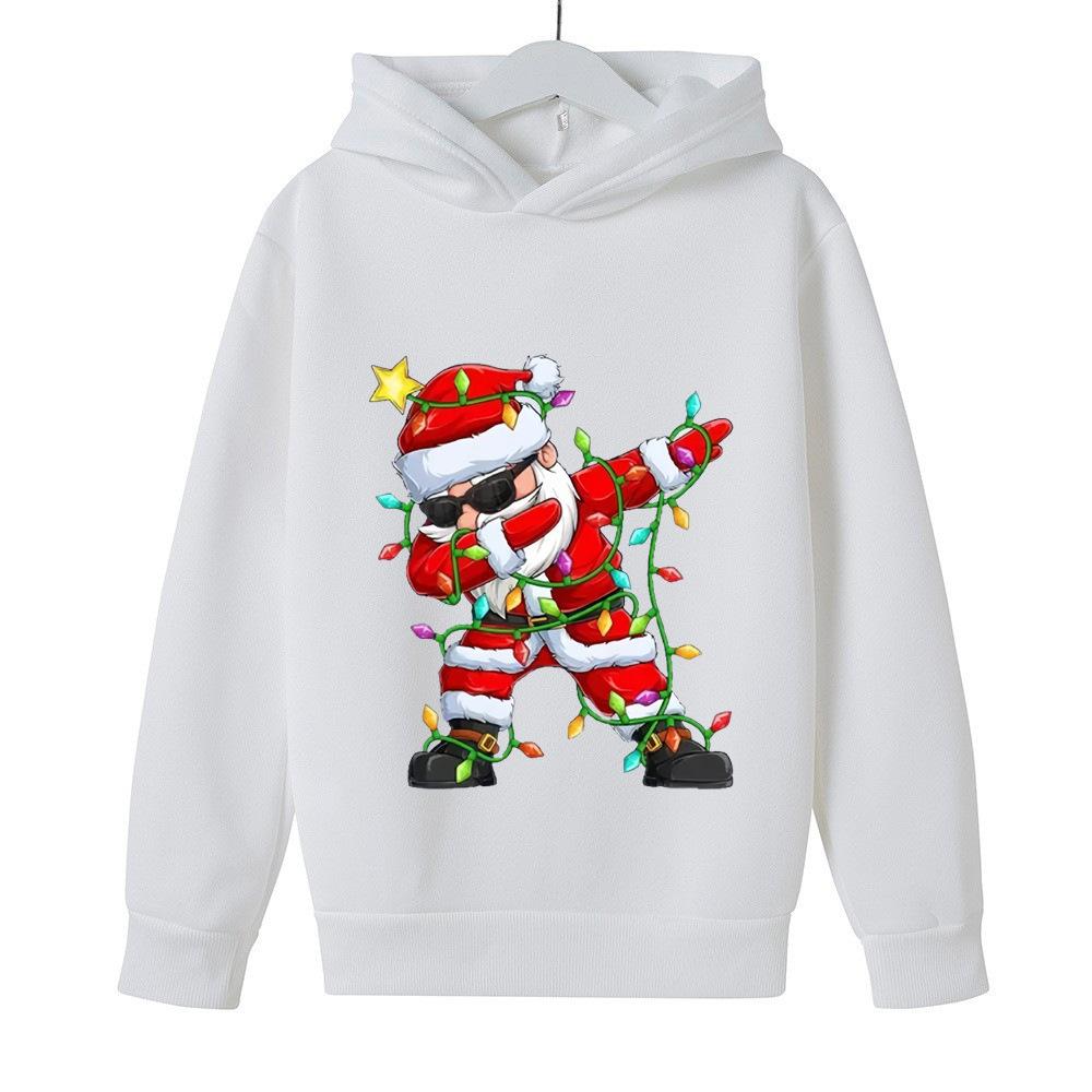 Autumn Winter Santa Claus Children's Fashion Cartoon Printed Hoodie Warm Comfortable Casual Daily Hoodie