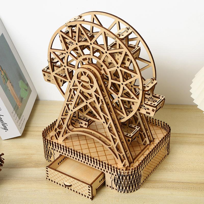 DIY 3D Wooden Ferris Wheel Puzzle - Educational and Creative Assembly Toy