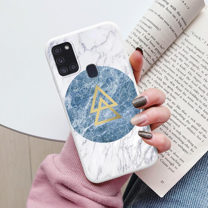 Case For Samsung Galaxy A21S Back Cover Protective Silicone Fundas Fashion Marble Stone Texture Coque For Samsung A21S Capa