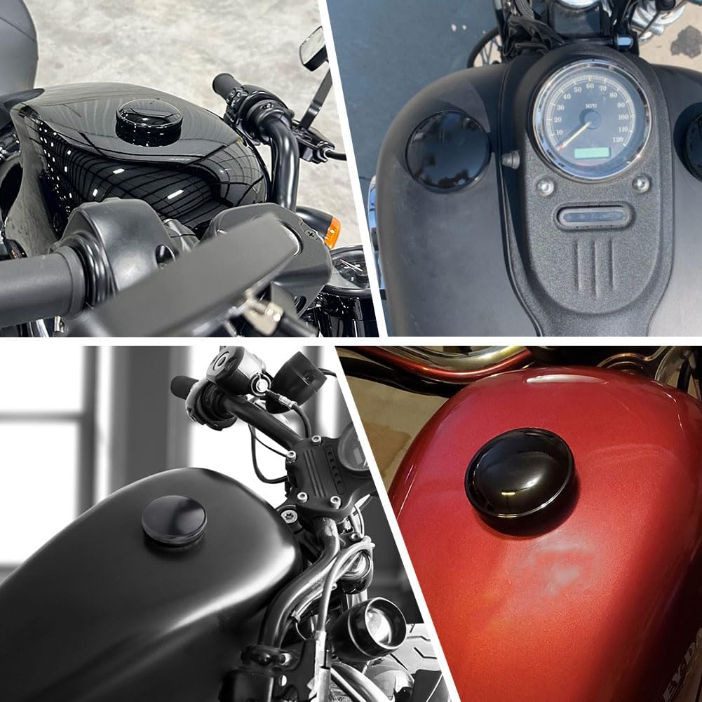 Fuel Gas Tank Oil Cover Retro Right-Hand Thread for Harley,Black | Gas Cap with O-Ring for Sportster XL 1992+ Dyna 1992-2017, for Softail 2000-2017,